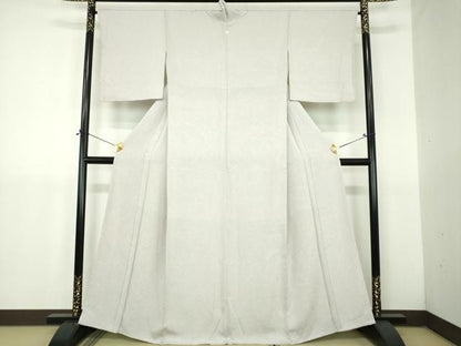 平和屋着物●上質な色無地　墨流し地紋　薄雲鼠色　正絹　逸品　DABJ8626ps