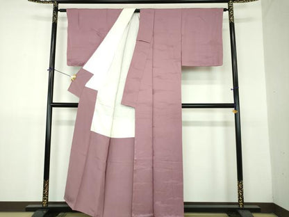 平和屋着物●上質な色無地　霞地紋　二藍色　正絹　逸品　未使用　DABJ8630ps