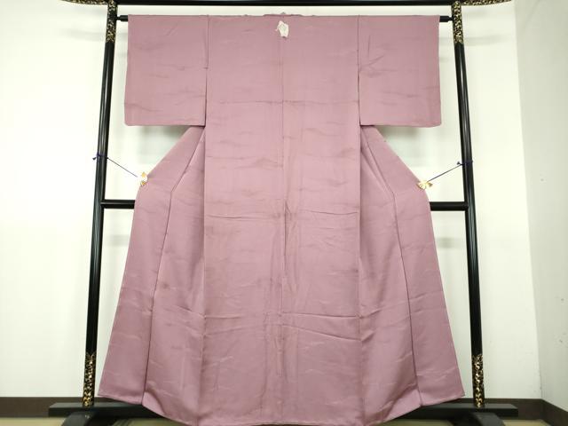 平和屋着物●上質な色無地　霞地紋　二藍色　正絹　逸品　未使用　DABJ8630ps