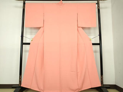 平和屋着物●上質な色無地　曙色　正絹　逸品　DABJ8631ps