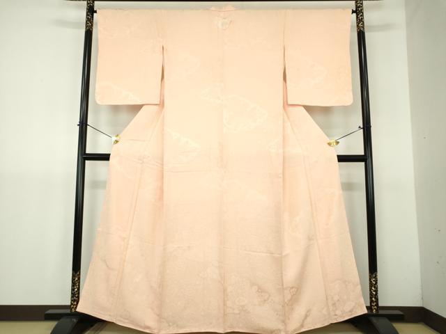 平和屋着物●上質な色無地　辻が花地紋　洗柿色　正絹　逸品　未使用　DABJ8632ps