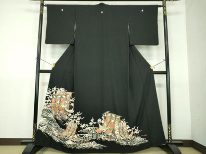 平和屋着物●豪華黒留袖　立波几帳花文　金彩　松坂屋扱い　正絹　逸品　DABJ8634ps