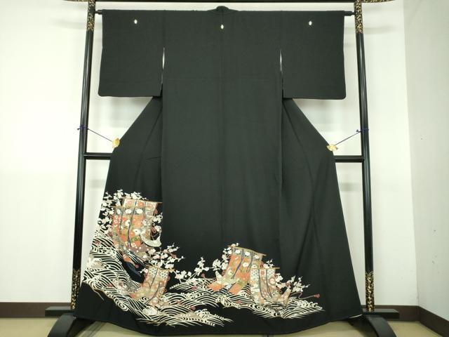 平和屋着物●豪華黒留袖　立波几帳花文　金彩　松坂屋扱い　正絹　逸品　DABJ8634ps