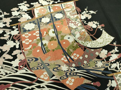 平和屋着物●豪華黒留袖　立波几帳花文　金彩　松坂屋扱い　正絹　逸品　DABJ8634ps