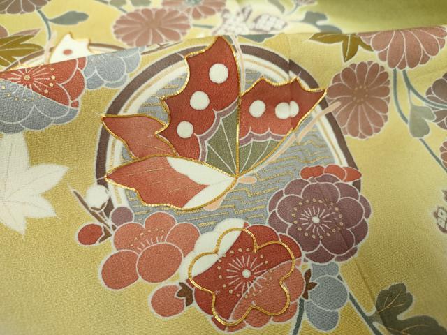 平和屋着物●十日町　名門　滝泰謹製　訪問着　駒刺繍　舞蝶花鳥文　暈し染め　金彩　正絹　逸品　DABJ8636ps