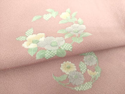 平和屋着物●上質な小紋　草花丸文　ロング丈　正絹　逸品　DABJ8640ps