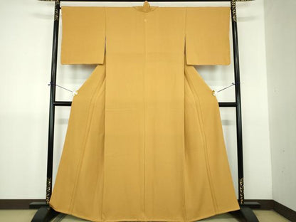 平和屋着物●ファッションデザイナー 花井幸子監修　色無地　櫨染色　正絹　逸品　DABJ8642ps