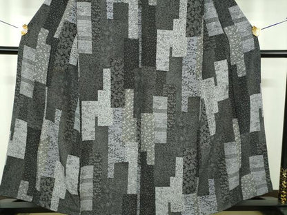 平和屋着物●上質な小紋　吉祥文　黒地　正絹　逸品　DABJ8643ps