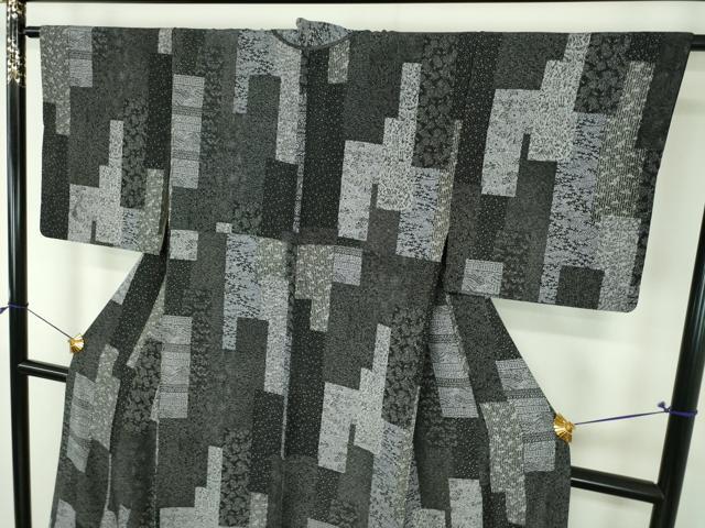 平和屋着物●上質な小紋　吉祥文　黒地　正絹　逸品　DABJ8643ps