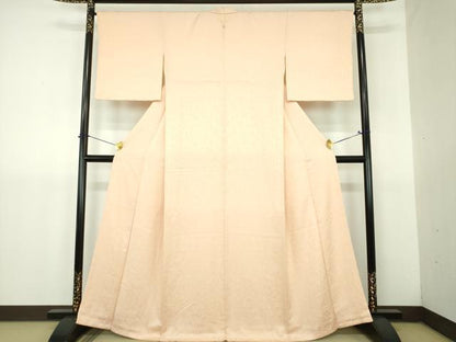 平和屋着物●上質な色無地　南天地紋　洗柿色　正絹　逸品　DABJ8649ps