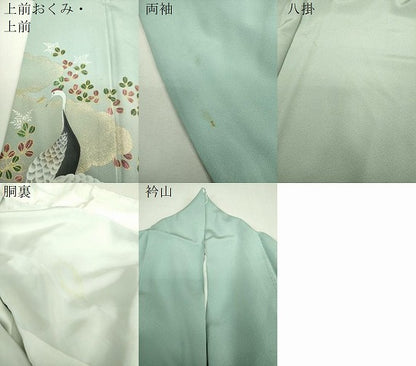 平和屋着物●琳派乃世界　灘昆年　訪問着　手描き　雲取流水立鶴　暈し染め　金彩　正絹　逸品　DABJ8650ps