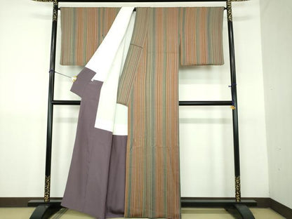 平和屋着物●上質な小紋　間道　正絹　逸品　DABJ8659ps