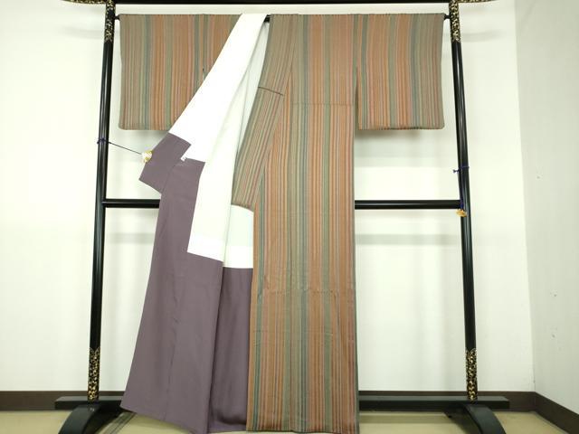 平和屋着物●上質な小紋　間道　正絹　逸品　DABJ8659ps
