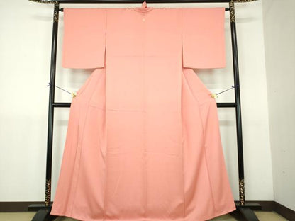 平和屋着物●上質な色無地　籠目地紋　東雲色　正絹　逸品　DABJ8662ps