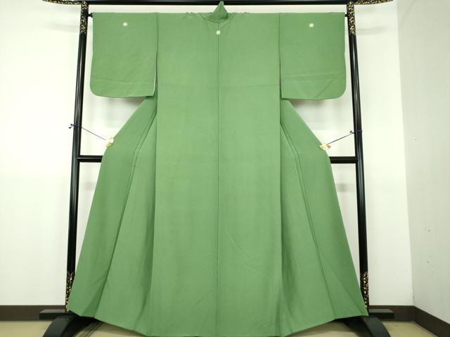 平和屋着物●上質な色無地　柳色　正絹　逸品　DABJ8668ps