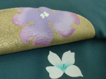 平和屋着物●訪問着　刺繍　草花文　金彩　正絹　逸品　DABJ8669ps