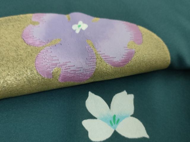 平和屋着物●訪問着　刺繍　草花文　金彩　正絹　逸品　DABJ8669ps
