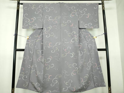 平和屋着物▼上質な小紋　地紋　唐草文　正絹　逸品　DABJ8671ps