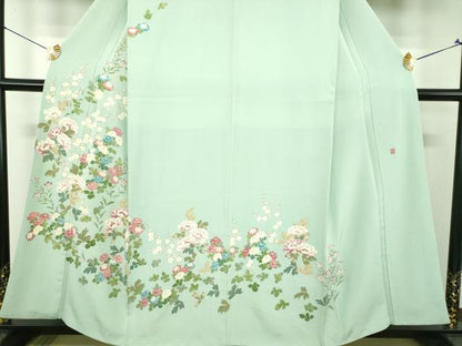 平和屋着物●本加賀友禅作家　鶴見保次　訪問着　草花文　正絹　逸品　DABJ8672ps