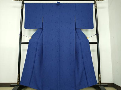 平和屋着物●上質な色無地　花唐草地紋　紺青色　正絹　逸品　DABJ8675ps