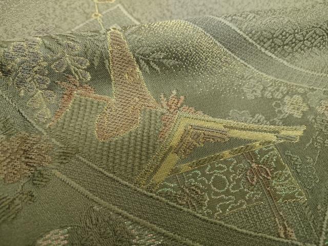 平和屋着物●訪問着　寿光織　風景花絵巻文　暈し染め　金糸　正絹　逸品　DABJ8676ps