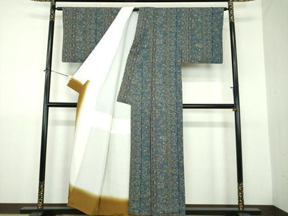 平和屋着物▼上質な小紋　更紗花間道　正絹　逸品　DABJ8678ps