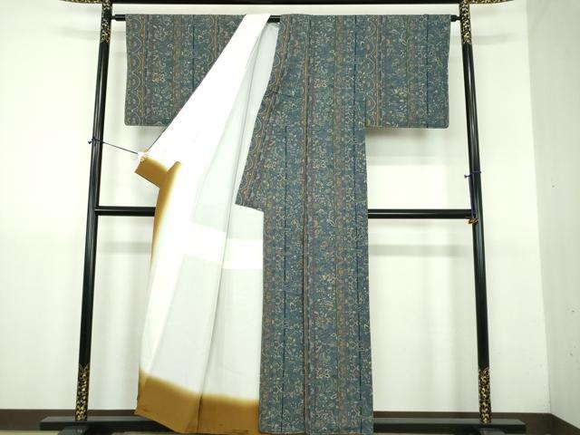 平和屋着物▼上質な小紋　更紗花間道　正絹　逸品　DABJ8678ps