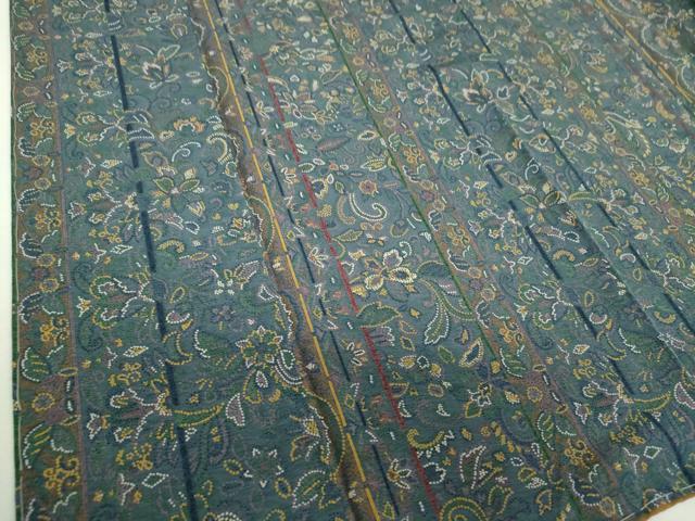 平和屋着物▼上質な小紋　更紗花間道　正絹　逸品　DABJ8678ps