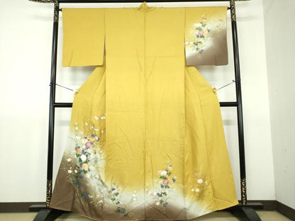 平和屋着物●訪問着　刺繍　草花文　金銀彩　正絹　逸品　DABJ8680ps