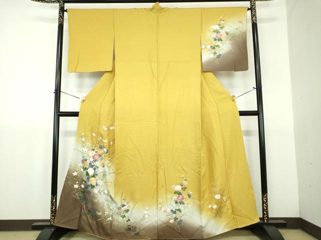 平和屋着物●訪問着　刺繍　草花文　金銀彩　正絹　逸品　DABJ8680ps