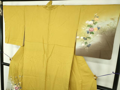 平和屋着物●訪問着　刺繍　草花文　金銀彩　正絹　逸品　DABJ8680ps
