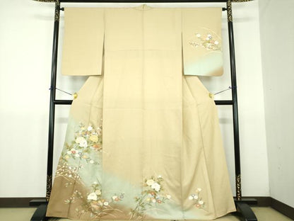 平和屋着物●訪問着　地紙花文　暈し染め　金彩　正絹　逸品　DABJ8681ps