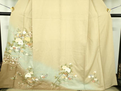 平和屋着物●訪問着　地紙花文　暈し染め　金彩　正絹　逸品　DABJ8681ps