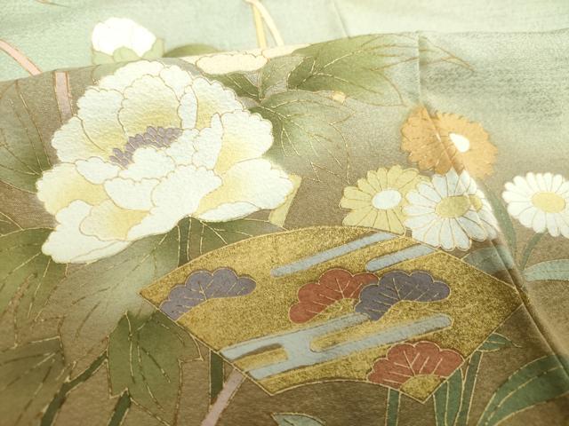 平和屋着物●訪問着　地紙花文　暈し染め　金彩　正絹　逸品　DABJ8681ps