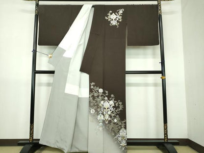 平和屋着物●金彩友禅　卓越技能者・名工・和田光正　訪問着　更紗花文　暈し染め　金銀彩　正絹　逸品　DABJ8682ps