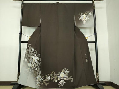 平和屋着物●金彩友禅　卓越技能者・名工・和田光正　訪問着　更紗花文　暈し染め　金銀彩　正絹　逸品　DABJ8682ps