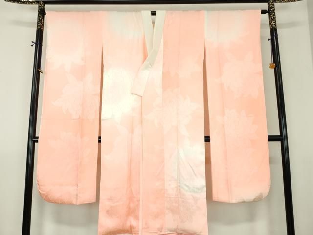平和屋着物●振袖用長襦袢　袷　牡丹地紋　暈し染め　正絹　逸品　DABJ8686ps