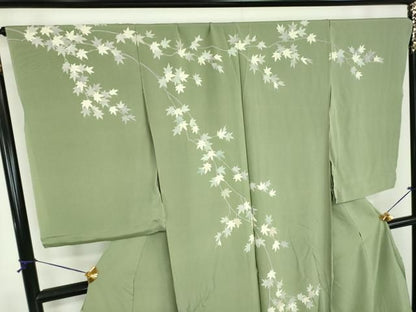 平和屋着物●訪問着　友禅　作家物　童子　舞　楓文　上代43万　仮絵羽　正絹　逸品　未使用　DABJ8687ps