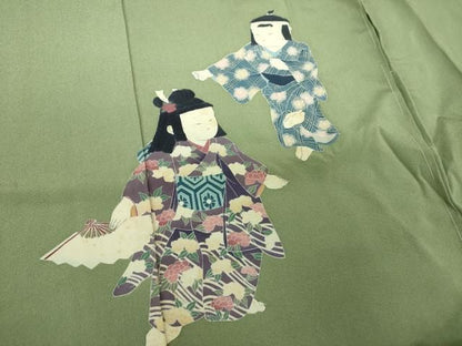 平和屋着物●訪問着　友禅　作家物　童子　舞　楓文　上代43万　仮絵羽　正絹　逸品　未使用　DABJ8687ps