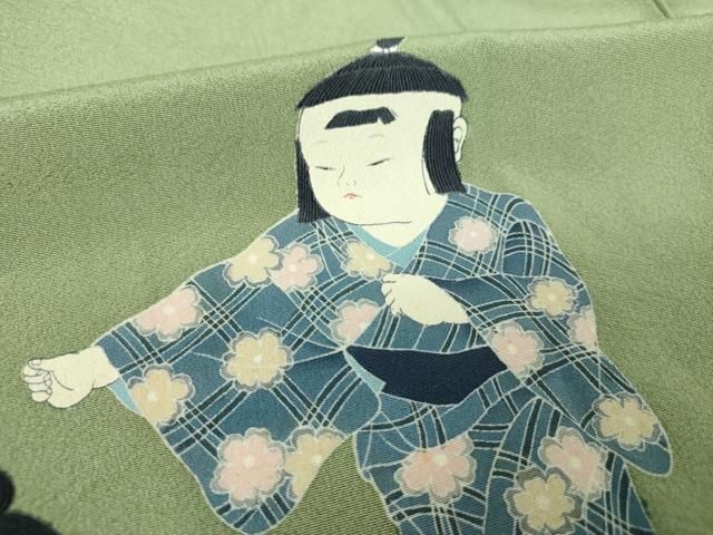 平和屋着物●訪問着　友禅　作家物　童子　舞　楓文　上代43万　仮絵羽　正絹　逸品　未使用　DABJ8687ps