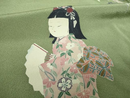 平和屋着物●訪問着　友禅　作家物　童子　舞　楓文　上代43万　仮絵羽　正絹　逸品　未使用　DABJ8687ps