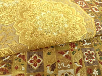 平和屋着物▼西陣の名門　本家加納　六通柄袋帯　唐織　正倉院鳳凰花文　金糸　正絹　逸品　DABJ8702ps
