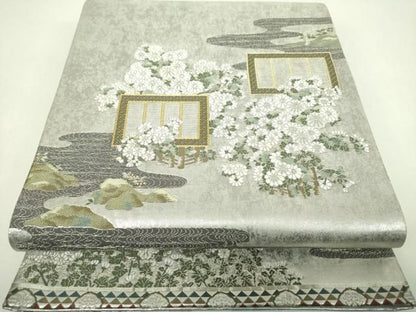 平和屋本店▼松尾光琳　六通柄袋帯　本金琳派菊花簾図　引箔　正絹　逸品　DABJ8732ps