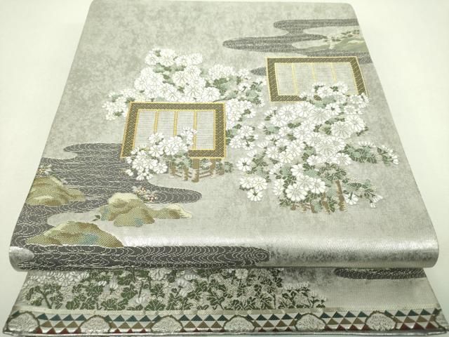 平和屋本店▼松尾光琳　六通柄袋帯　本金琳派菊花簾図　引箔　正絹　逸品　DABJ8732ps