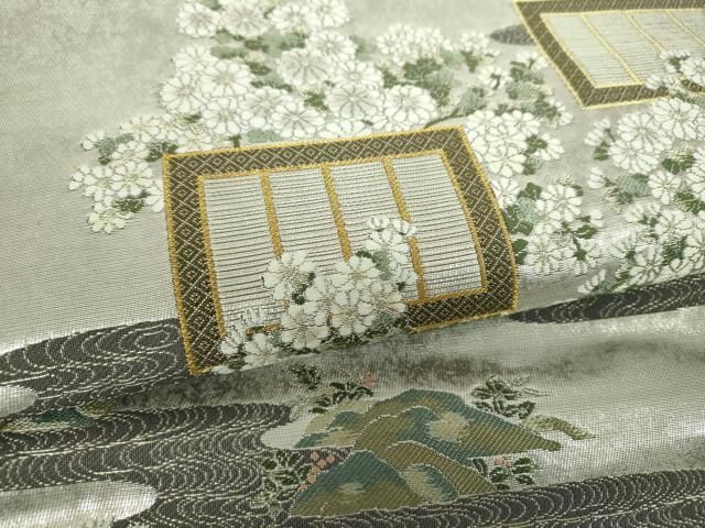 平和屋本店▼松尾光琳　六通柄袋帯　本金琳派菊花簾図　引箔　正絹　逸品　DABJ8732ps