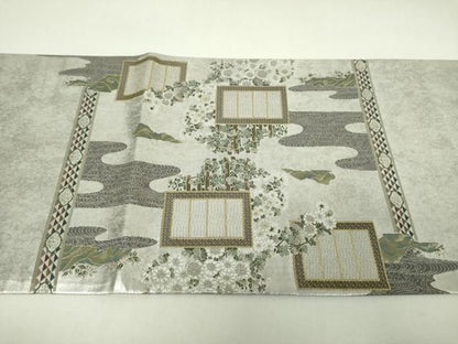 平和屋本店▼松尾光琳　六通柄袋帯　本金琳派菊花簾図　引箔　正絹　逸品　DABJ8732ps