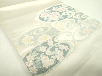 平和屋着物▼中国三大刺繍　総相良刺繍　総刺繍　太鼓柄袋帯　流水花文　正絹　逸品　DABJ8741ps