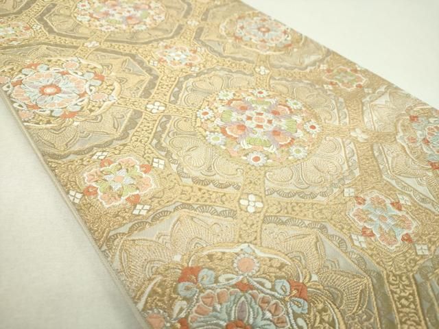平和屋着物▼西陣　服部織物謹製　六通柄袋帯　唐織　オリエント更紗　金銀糸　正絹　逸品　DABJ8743ps