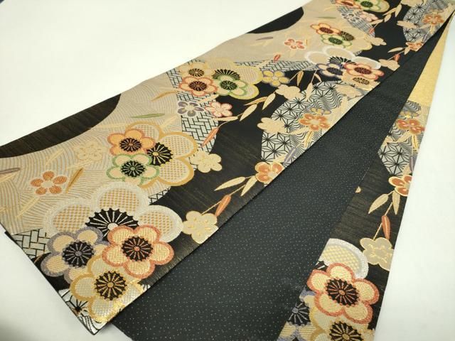 平和屋着物▼六通柄袋帯　粋雅　金糸　正絹　逸品　DABJ8747ps