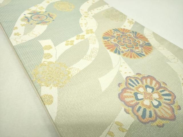 平和屋着物▼六通柄袋帯　都つづれ　正倉院花文　金銀糸　正絹　逸品　DABJ8753ps